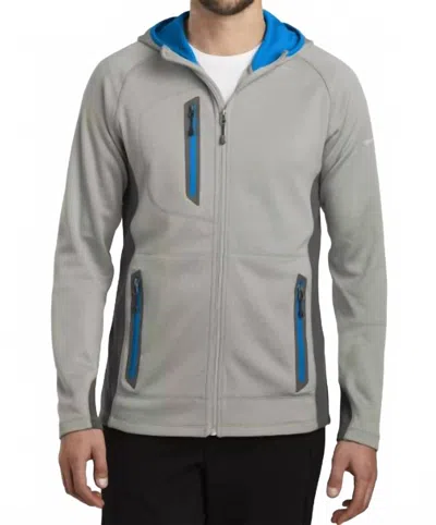 Eddie Bauer Sport Hooded Full-zip Fleece Jacket In Grey/blue In Gray
