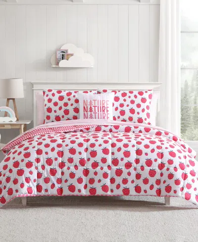 Eddie Bauer Strawberry Field Microfiber 3-pc. Comforter Set, Twin In White,rose Pink,dusty Green