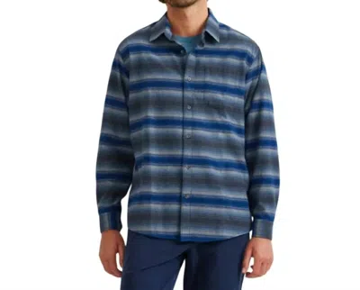 Eddie Bauer Striped Long Sleeve Flannel Button Up Shirt In Dusty Blue Gray