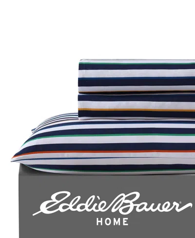 Eddie Bauer Stripes Game Microfiber 4-pc. Sheet Set, Full In Navy,white,blue