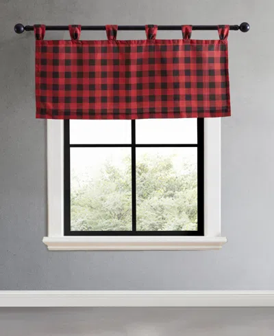 Eddie Bauer Tab Top Valance, 20"x 50" In Mountain Plaid Red