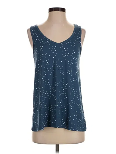 Pre-owned Eddie Bauer Tank Top Blue Plunge Neckline Tops