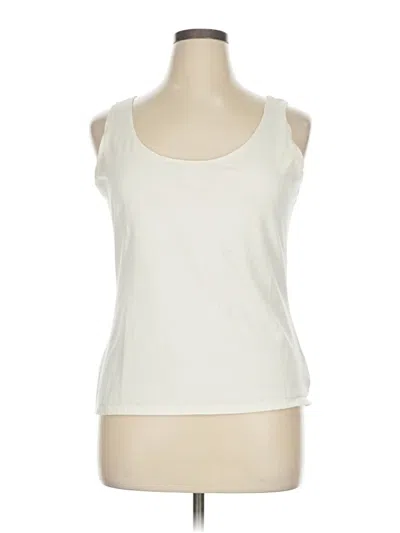 Pre-owned Eddie Bauer Tank Top Ivory Scoop Neck Tops In White