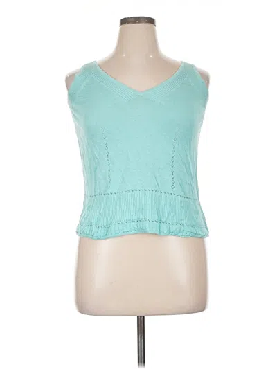 Pre-owned Eddie Bauer Tank Top Teal Halter Neckline Tops