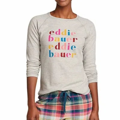 Eddie Bauer Thermal Long Sleeve Raglan Crew Logo Tee In Heather Gray