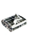 Eddie Bauer Trailhead Plaid Faux Shearling Throw Blanket In Dark Green