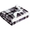 Eddie Bauer Trailhead Plaid Ultra Soft Plush Fleece Reversible Throw Blanket In Dark Purple