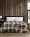 Eddie Bauer Trailhead Plaid Plush Reversible Blanket In Camel,navy