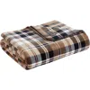 Eddie Bauer Trailhead Plaid Reversible Fleece Blanket In Dark Beige