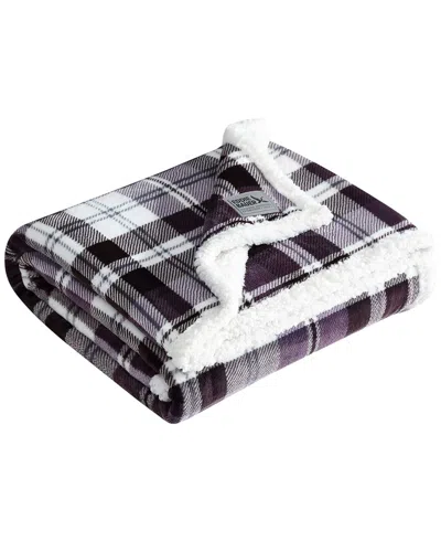 Eddie Bauer Trailhead Plaid Ultra Soft Plush Fleece Reversible Throw Blanket In Black