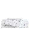 Eddie Bauer Travel Trailer Microfiber Sheet Set In White/blue