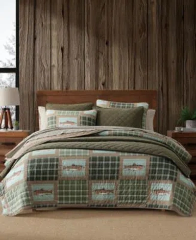 Eddie Bauer Trout Lake Cotton Reversible Quilt Sets In Green