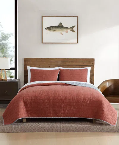 Eddie Bauer Troutdale Reversible 2 Piece Quilt Set, Twin In Ginger Orange