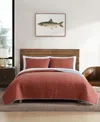 Eddie Bauer Troutdale Reversible 3 Piece Quilt Set, King In Ginger Orange