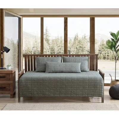 Eddie Bauer Troutdale Solid Cotton Green 4 Piece Daybed Set