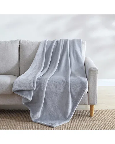 Eddie Bauer Ultra Lux Plush Solid Plush Reversible Throw Blanket In Grey