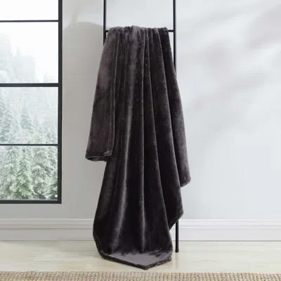 Eddie Bauer Ultra Lux Plush Solid Throw Blankets In Black