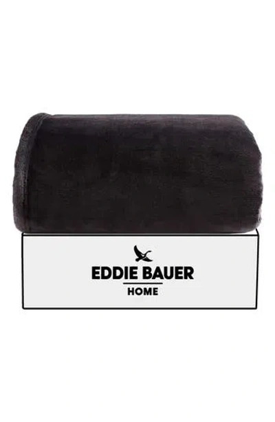 Eddie Bauer Ultra Luxe Fleece Throw Blanket In Black
