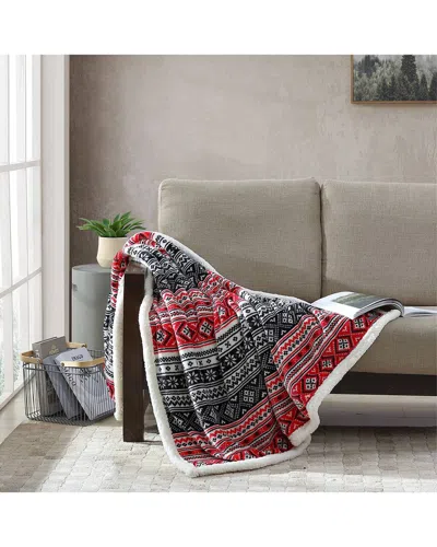 Eddie Bauer Classic Fair Isle Ultra Plush Fleece Sherpa Throw