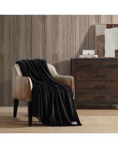 Eddie Bauer Ultra Soft Plush Solid Flannel Blanket In Black