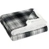 Eddie Bauer Vail Plaid Ultra Soft Plush Fleece-blanket In Grey