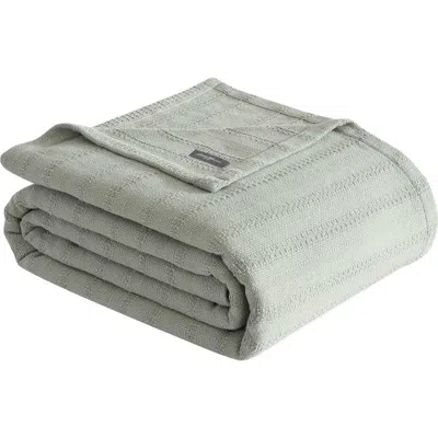 Eddie Bauer Variegated Weave Stripe Cotton Blanket In Green