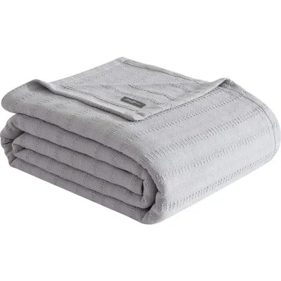 Eddie Bauer Variegated Weave Stripe Cotton Blanket In Grey