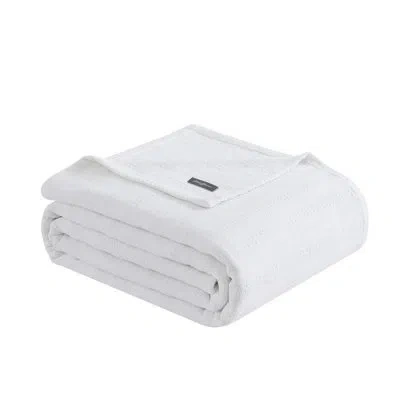 Eddie Bauer Variegated Weave Stripe Cotton Reversible Blanket In White