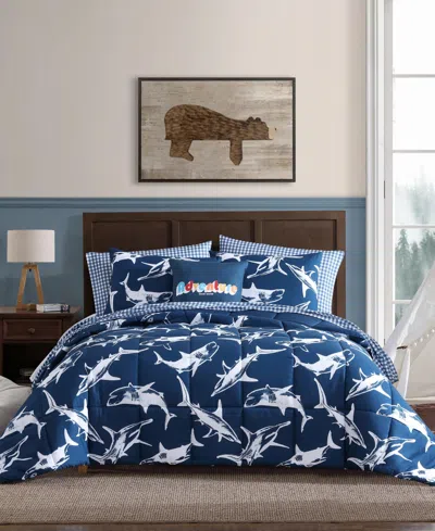 Eddie Bauer Vinny And Shark Friends Microfiber 3-pc. Comforter Set, Twin In Navy,white
