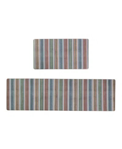 Eddie Bauer Vintage Stripes Non-slip 2-piece Kitchen Mat Set In Multi