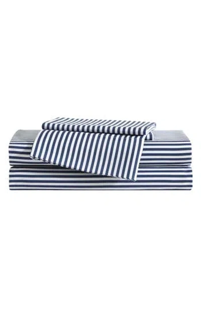 Eddie Bauer Vivid Stripe Microfiber Sheet Set In Blue