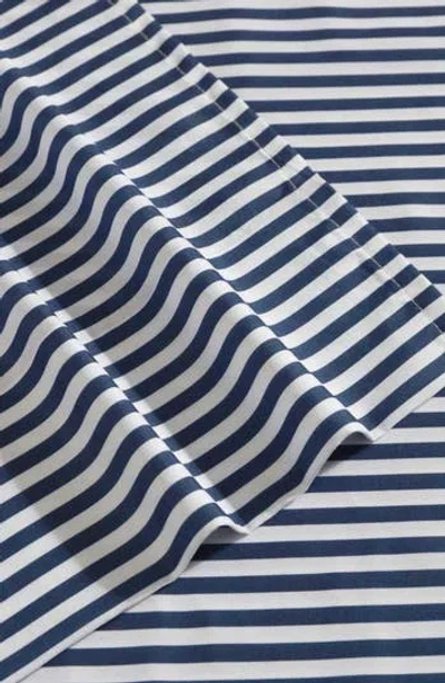 Eddie Bauer Vivid Stripe Microfiber Sheet Set In White/moon Blue