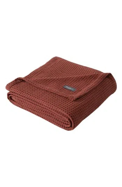 Eddie Bauer Waffle Knit Throw Blanket In Burnt Orange