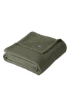 Eddie Bauer Waffle Knit Throw Blanket In Medium Green