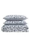 Eddie Bauer 136 Thread Count Wes Fish Reversible Quilt Set In Blue