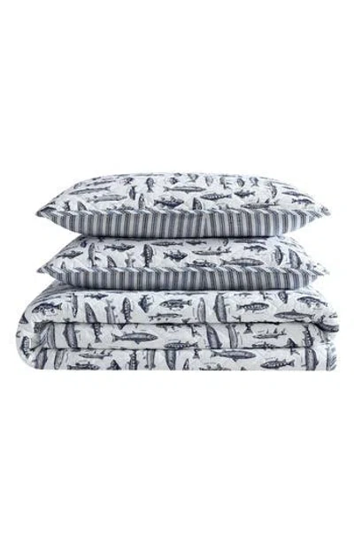 Eddie Bauer Wes Fish Cotton Twin Quilt & Sham Set In White
