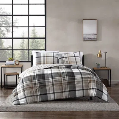 Eddie Bauer Wildflower Plaid Reversible Comforter Set In Black