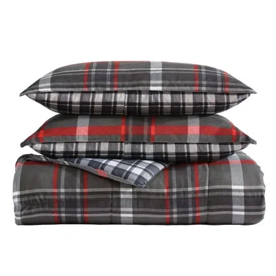 Eddie Bauer Willow Plaid Down Alt Grey Reversible Comforter Set In Gray