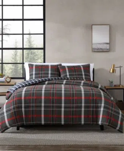 Eddie Bauer Willow Plaid Microsuede Duvet Cover Sets In Dark Grey