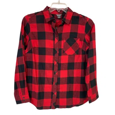 Eddie Bauer Women's Flannel Button Up Shirt In Red And Black Plaid