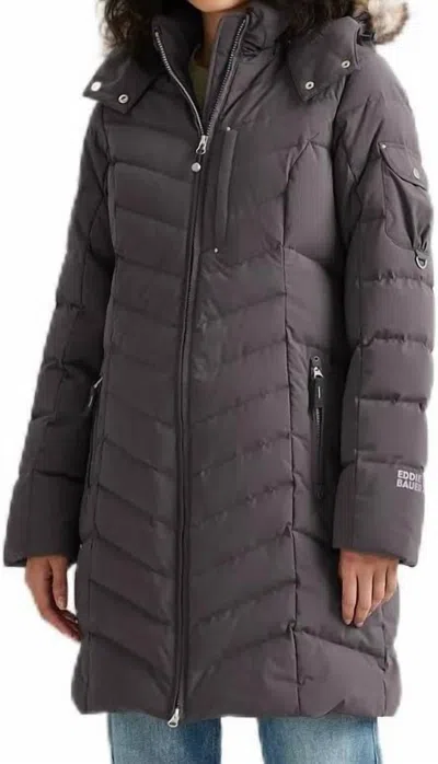 Eddie Bauer Womens 650 Down Sun Valley Puffer Parka Long Coat In Aubergine In Black