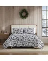 Eddie Bauer Woodblock Floral Flannel Cotton Reversible Quilt Sets In Gray