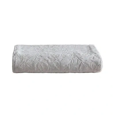 Eddie Bauer Woodblock Floral Embossed Signature Plush Throw Blanket In Gray