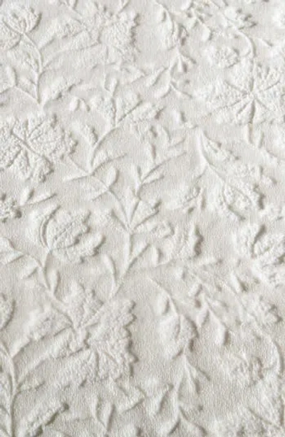 Eddie Bauer Woodblock Floral Fleece Throw In White