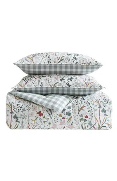 Eddie Bauer Woodland Forest Reversible Comforter Set In White/grey/rose Pink
