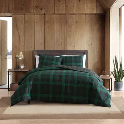 Eddie Bauer Woodland Tartan Cotton Green Comforter Set In Blue;green
