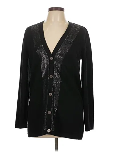 Pre-owned Eddie Bauer Wool Cardigan Sweater In Black