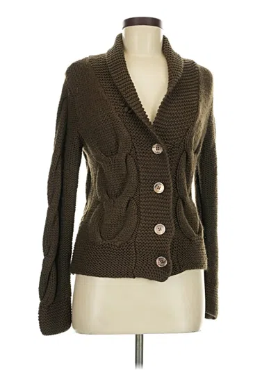 Pre-owned Eddie Bauer Wool Cardigan Sweater In Brown