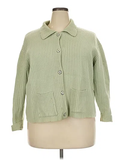 Pre-owned Eddie Bauer Wool Cardigan Sweater In Green