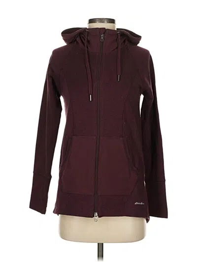Pre-owned Eddie Bauer Zip Up Hoodie In Burgundy